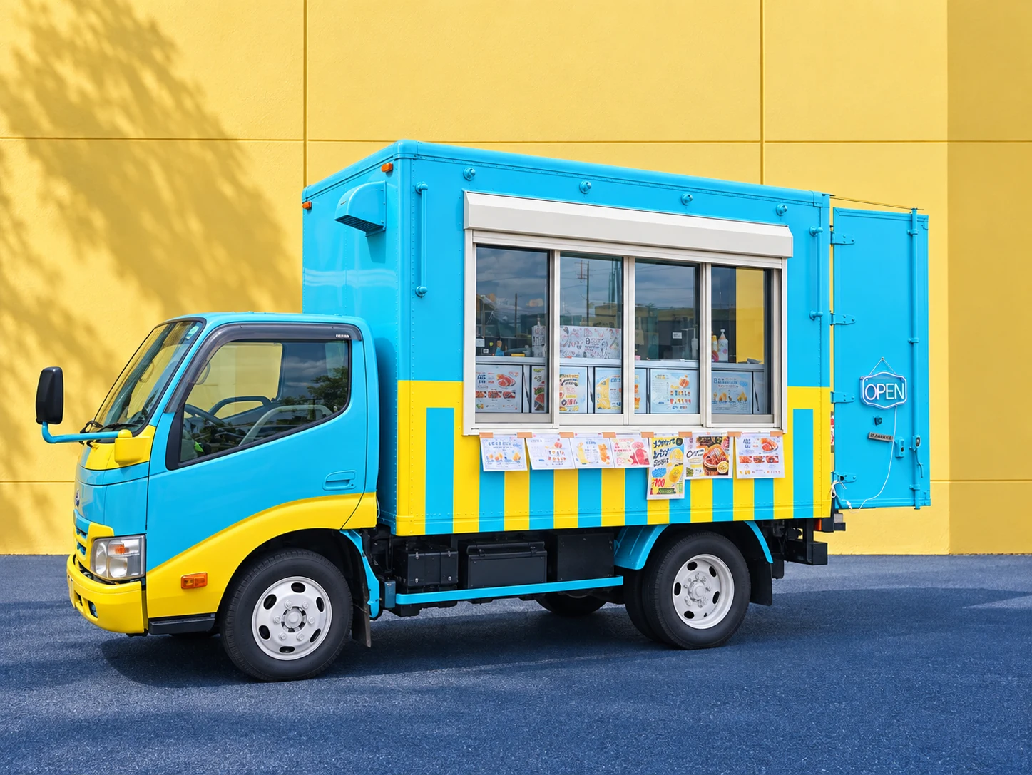 Maison Chérie 39の青と黄色のキッチンカー